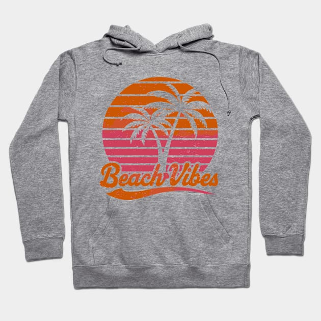 Beach Vibes Retro Sun Summer Vacation Palms Hoodie by Macphisto Shirts